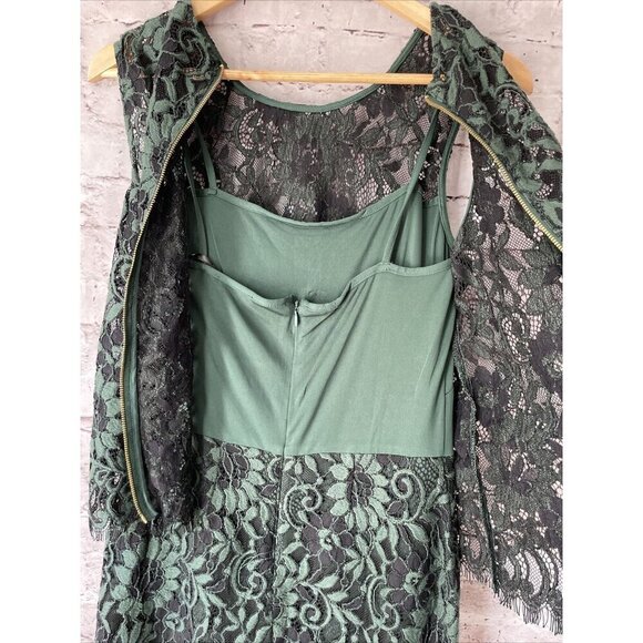Calvin Klein Green Lace Popover Sheath Holiday Cocktail Formal Party Dress 6 - Picture 5 of 6